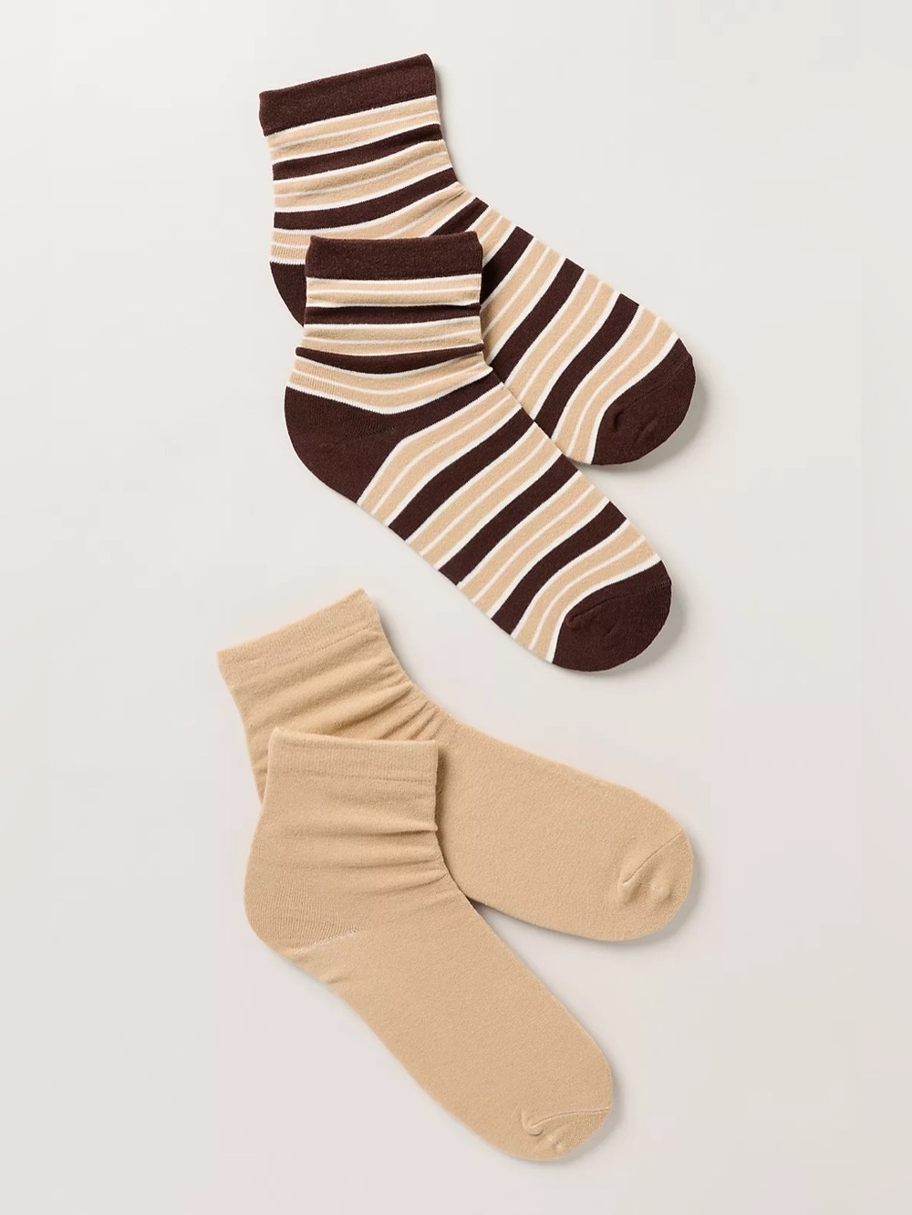 Anthropologie Striped and Solid crew Socks, Set of 2